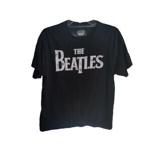 The Beatles Unisex Tee Shirt Size Large Black with White Distressed Lettering